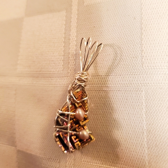 Bismuth and Seed Pearl's Wire Wrapped - Picture 1 of 5